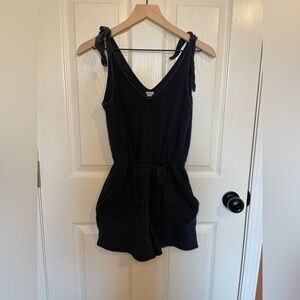 Aerie Black Tie Strap Romper